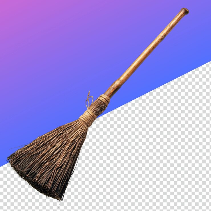 PSD imagen png realista de escoba para proyectos y diseños de limpieza