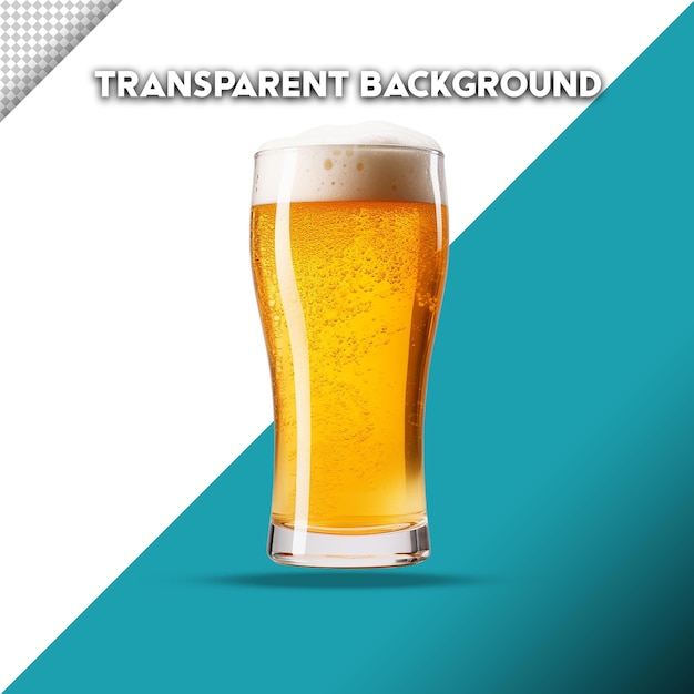 PSD imagen en png de un vaso de cerveza sobre un fondo transparente