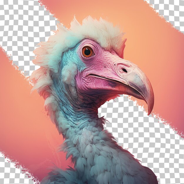 PSD una imagen de un pollo con un fondo azul y rosa.