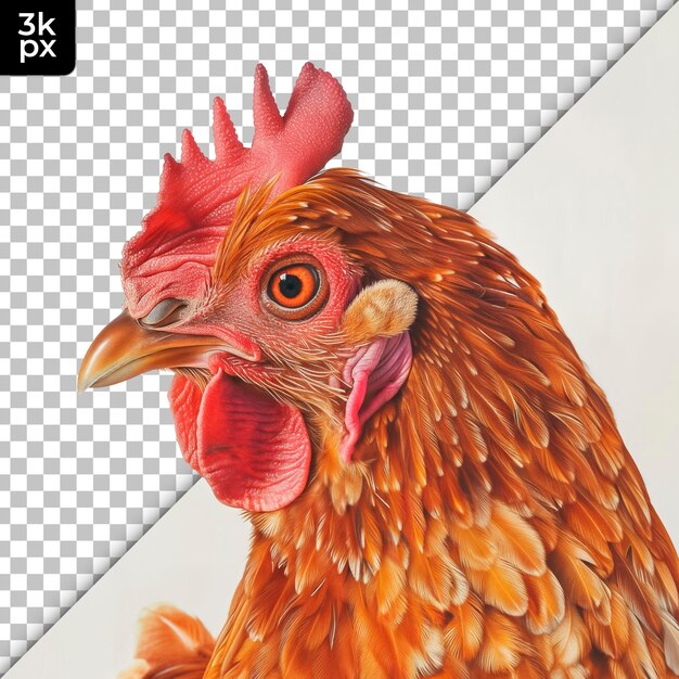 Una imagen de un pollo con una imagen de una gallina en él