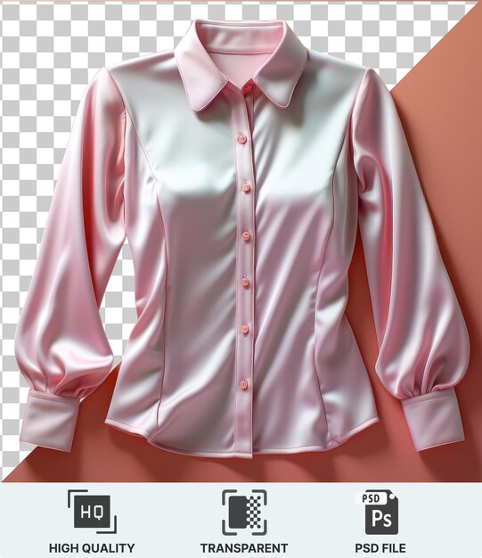 PSD la imagen presenta una camisa blanca con cuello rosa y un botón blanco combinada con una camisa de vestir rosa y blanca. la camisa está colocada contra una pared rosa que proyecta una sombra rosa y roja.