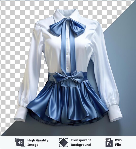 PSD la imagen presenta una colección de prendas de vestir que incluyen una camisa blanca y un lazo azul dispuestos de izquierda a derecha el título sugiere que los objetos están relacionados con el tema de la imagen