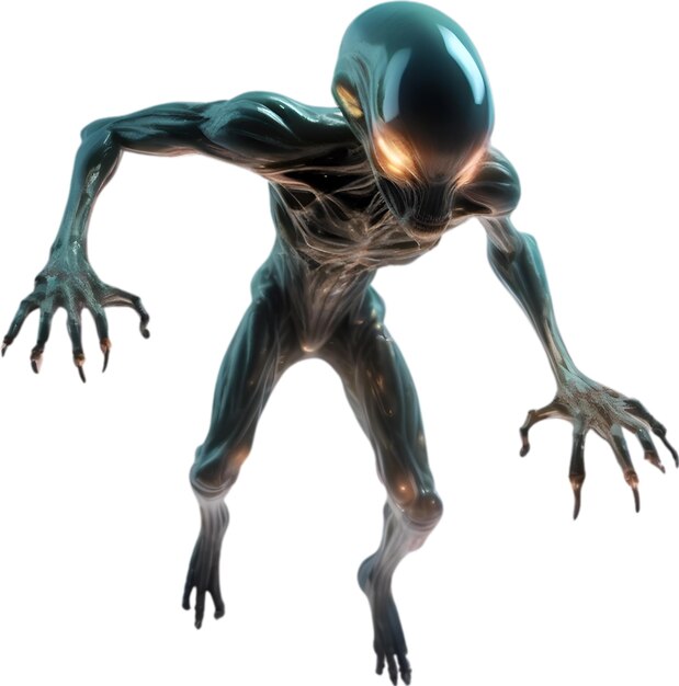 Una imagen en primer plano de un alienígena flaco.
