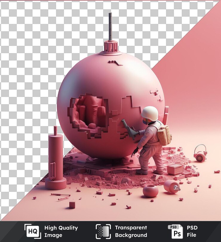PSD imagen de psd 3d dibujos animados terroristas colocando una bomba
