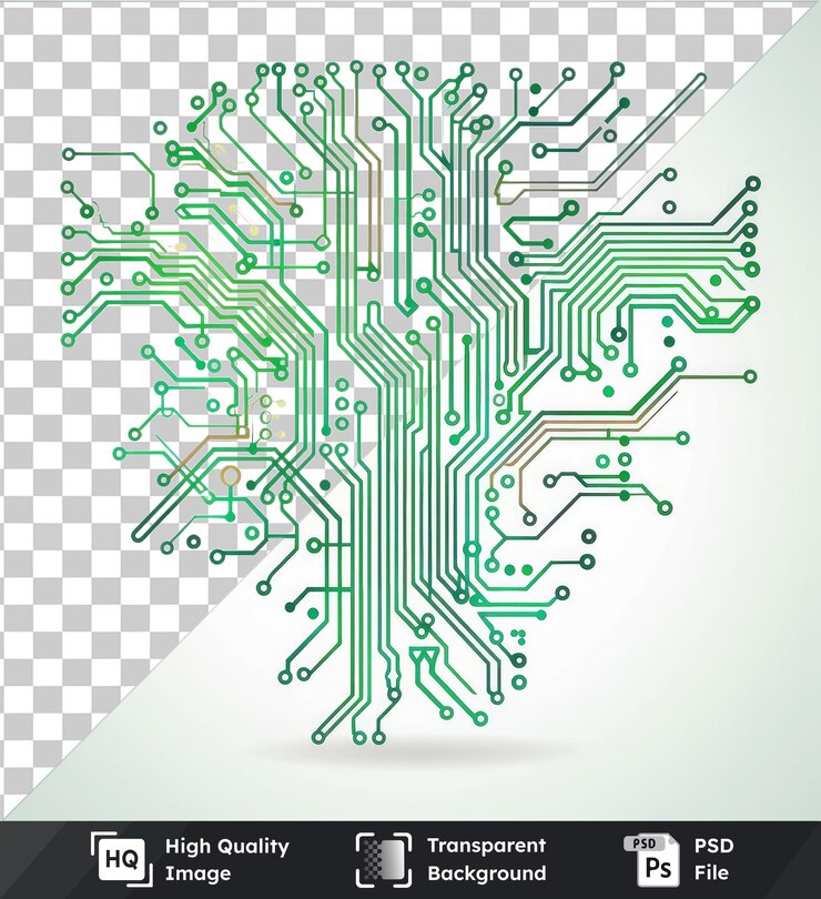 PSD imagen psd abstract circuito vectorial símbolo tecnológico verde en un fondo aislado