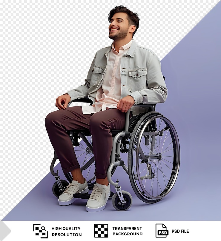 PSD imagen de psd actitud positiva en una silla de ruedas png psd
