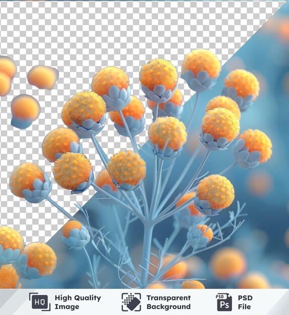 Imagen psd flor de tansy png clipart flores de naranja en un fondo azul