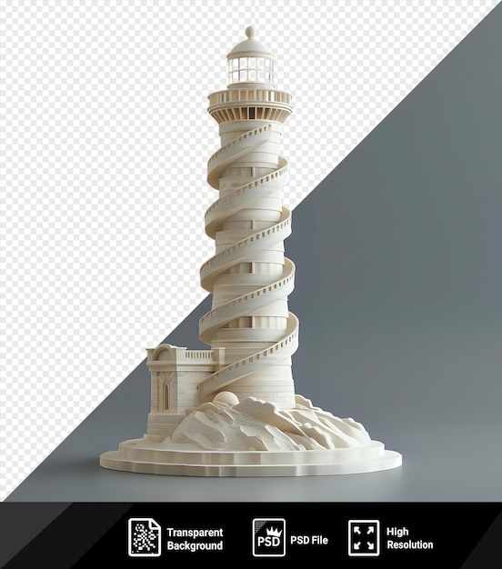 Imagen en psd modelo en 3d del faro de alejandría