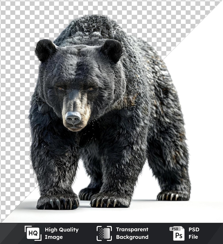 PSD imagen psd de oso en fondo transparente con orejas negras distintivas nariz y patas con