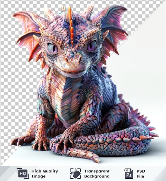 PSD imagen de psd transparente 3d dragón lindo en un fondo transparente