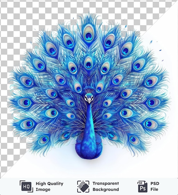 Imagen psd transparente abstract plumas de pavo real símbolo vectorial plumas azules iridescentes en un fondo aislado