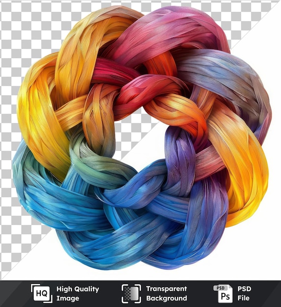 PSD imagen psd transparente abstracto de color tejer símbolo vectorial entrelazar hilo de color arco iris en un fondo aislado