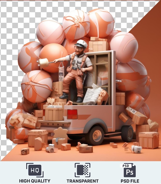 PSD imagen de psd transparente dibujada en 3d de un contrabandista que transporta mercancías ilegales