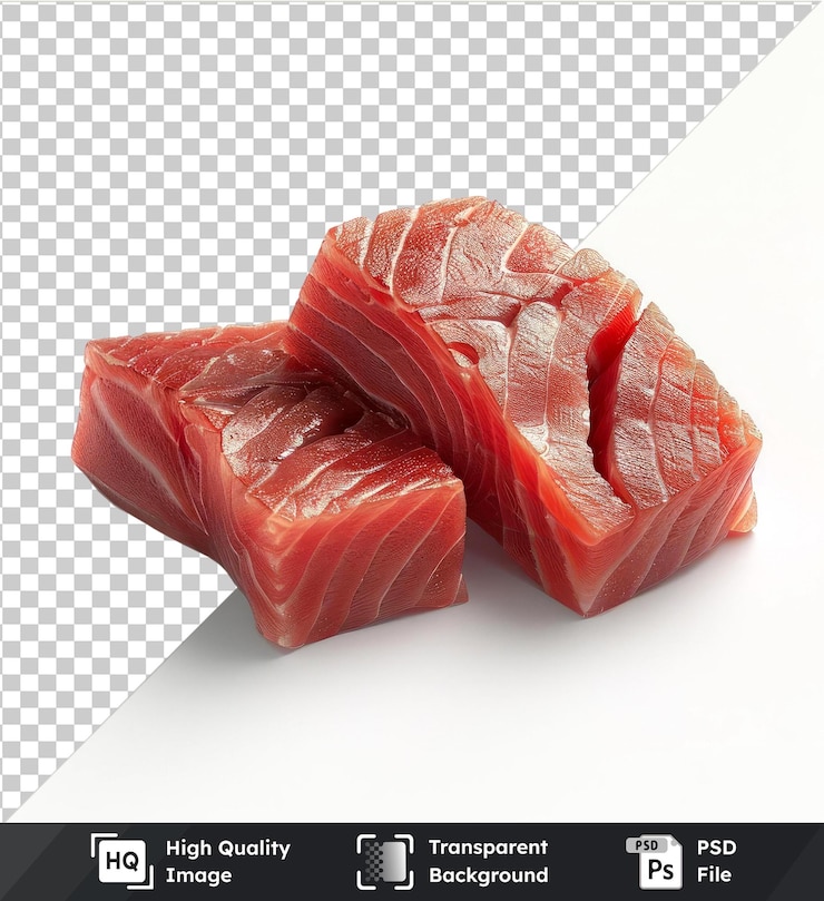 PSD imagen psd transparente de filetes de atún de primera calidad listos para cocinar con sombra oscura