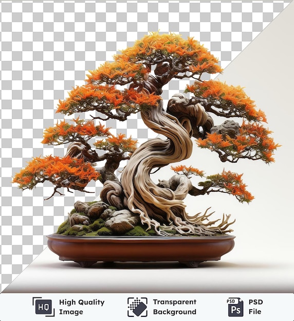 Imagen psd transparente fotográfica realista del árbol de bonsai del horticultor