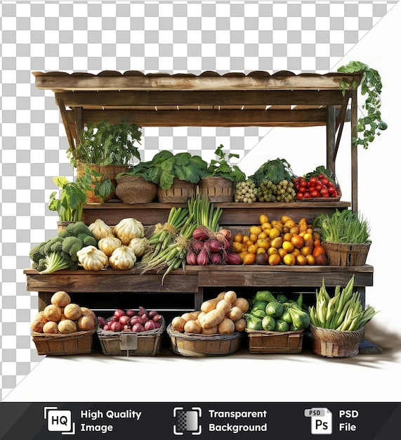 PSD imagen psd transparente fotográfica realista mercado de agricultores una exhibición de verduras y frutas frescas