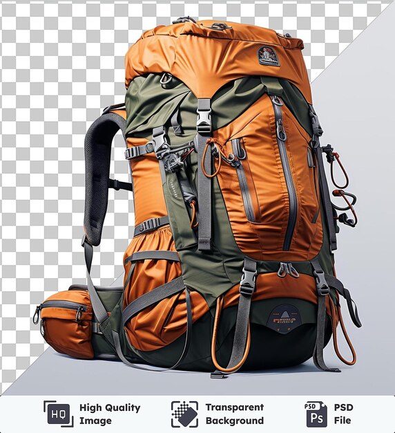 Imagen psd transparente fotográfica realista de la mochila del excursionista