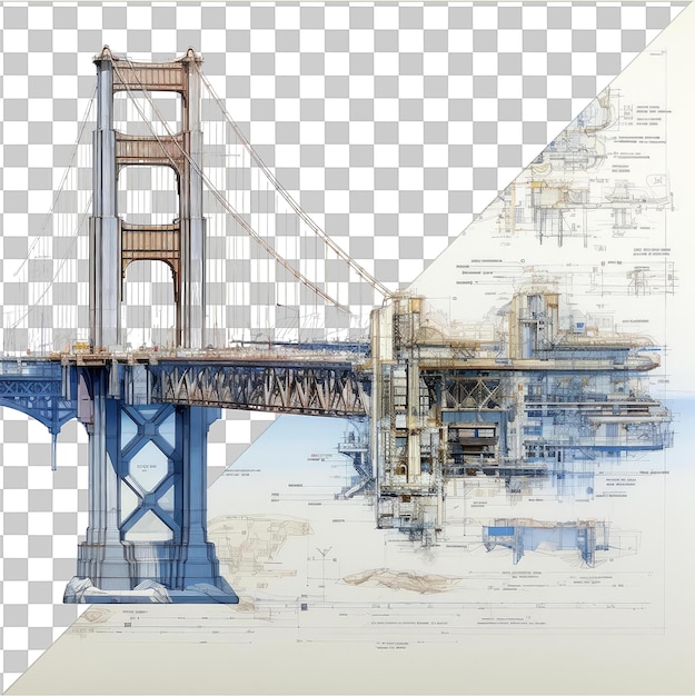 PSD imagen psd transparente fotográfica realista del puente ingeniero _ s planos del puente