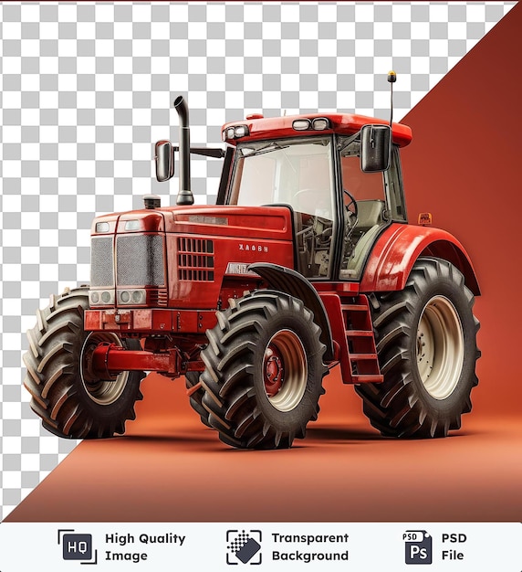 Imagen psd transparente y fotográfica realista del tractor del agricultor