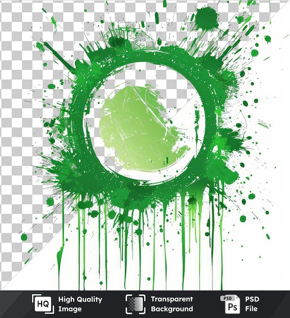 PSD imagen de psd transparente glitch de neón salpicaduras símbolo de error vectorial verde en un fondo aislado