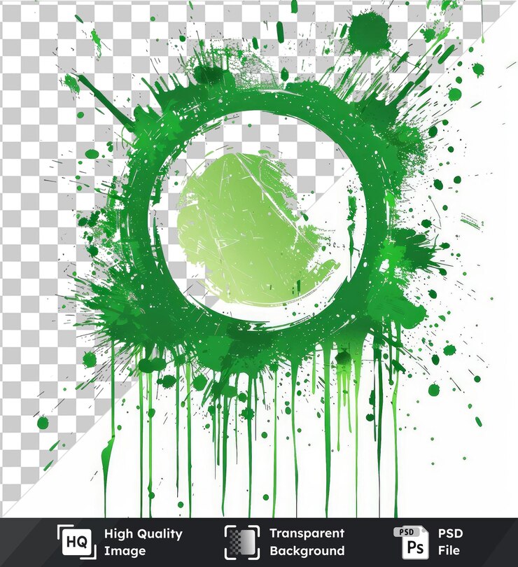 PSD imagen de psd transparente glitch de neón salpicaduras símbolo de error vectorial verde en un fondo aislado