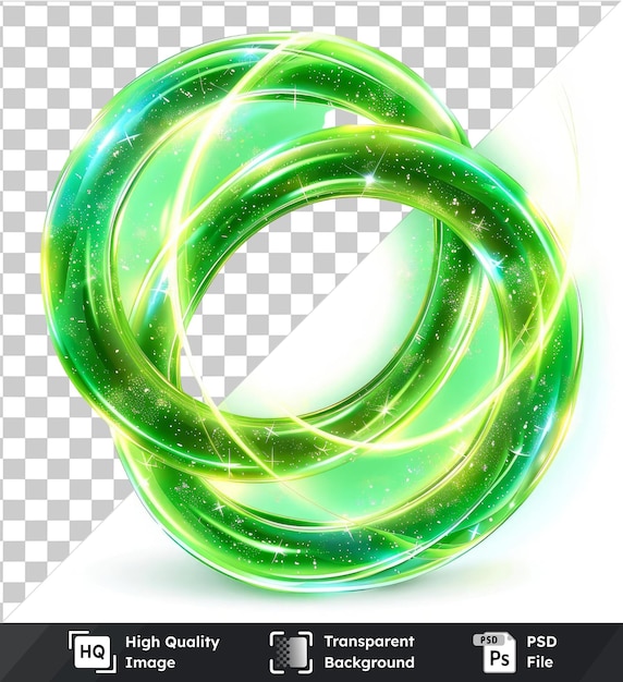 Imagen de psd transparente neón bucles abstractos símbolo vectorial verde cal eléctrico en un fondo aislado