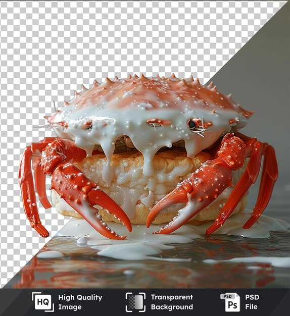 Imagen de psd transparente pastel de cangrejo de maryland con glaseado en un plato blanco