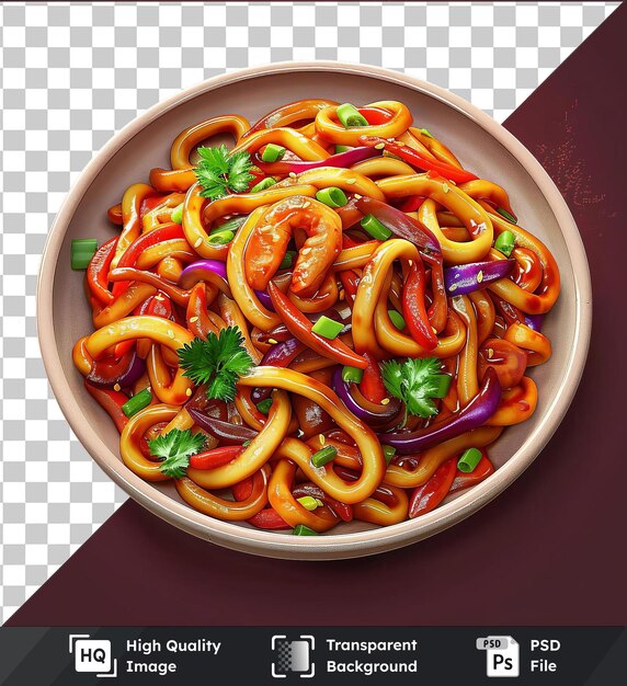 PSD imagen de psd transparente vegetal yaki udon en un cuenco