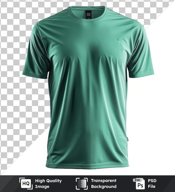 Imagen de psd vista frontal captura una camiseta premium materiales técnicos de jade etiqueta de tela