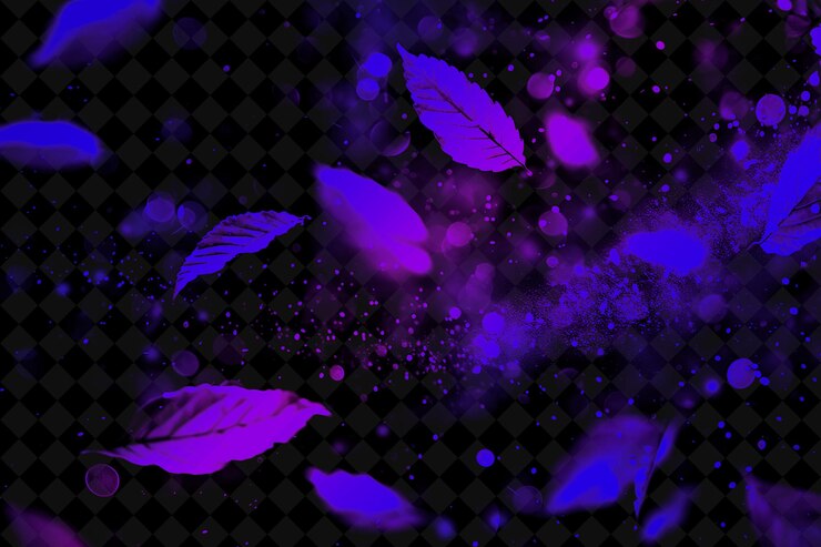 PSD una imagen púrpura y azul de algunas hojas y una flor púrpura