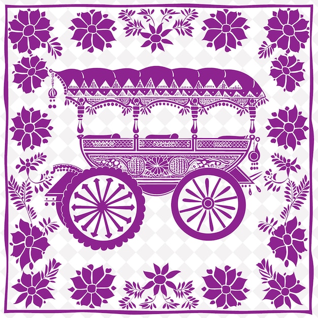 PSD una imagen púrpura y blanca de un camión con flores en él