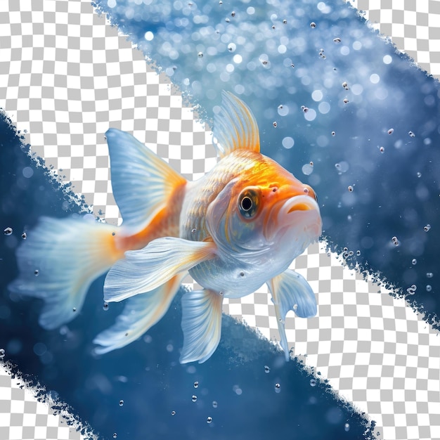 PSD una imagen que muestra un pez dorado como mascota dentro de un fondo transparente de pecera