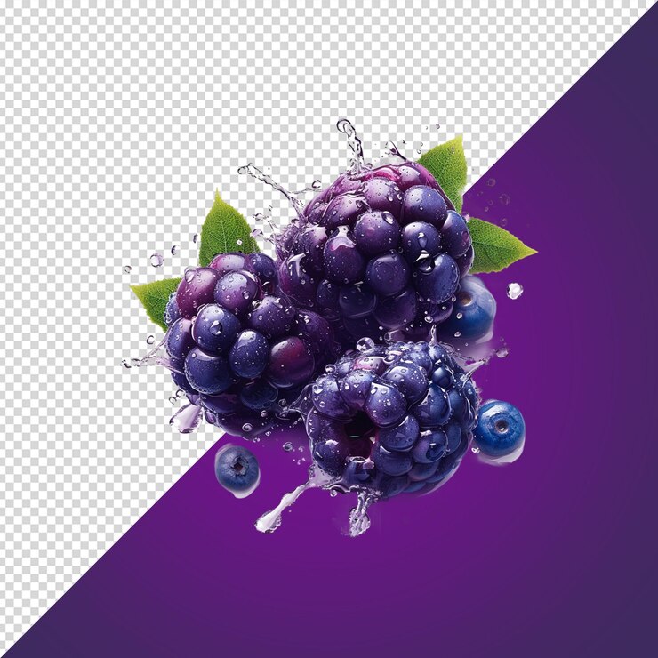 PSD una imagen de un racimo de uvas con un fondo negro y púrpura