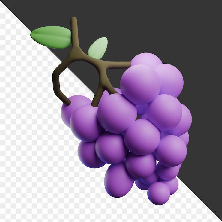 PSD una imagen de un racimo de uvas con un tallo verde