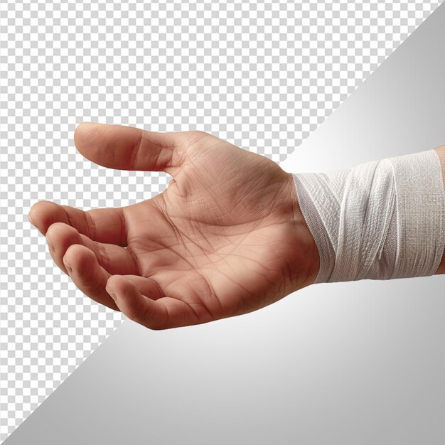 imagen realista de una mano con un vendaje entrando png