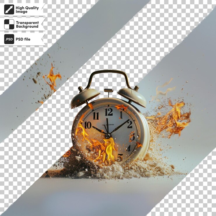 PSD una imagen de un reloj con un salto de agua y fuego