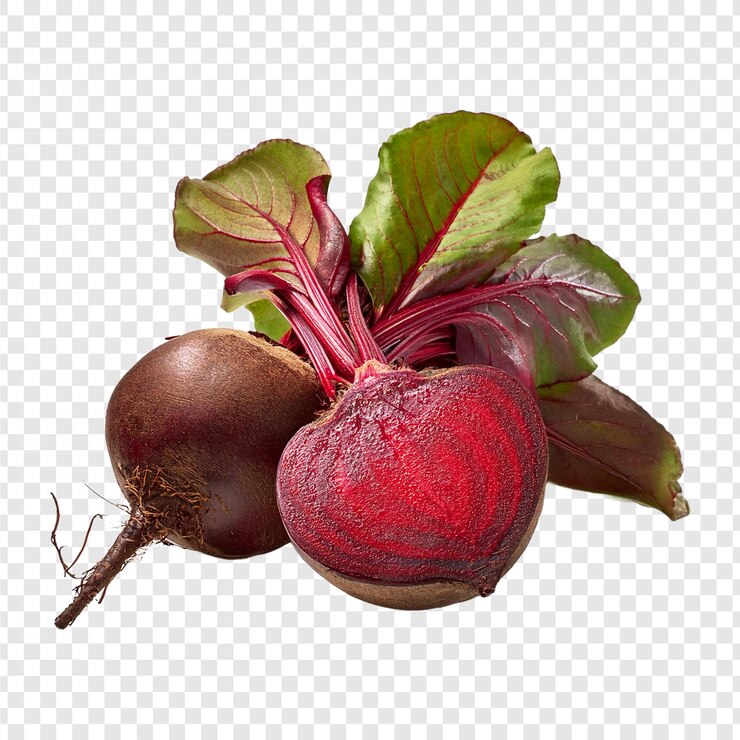 PSD una imagen de una remolacha y rábano con hojas