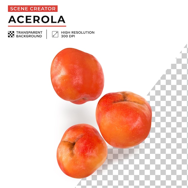 PSD imagen renderizada de la fruta de acerola roja para la creación de paisajes