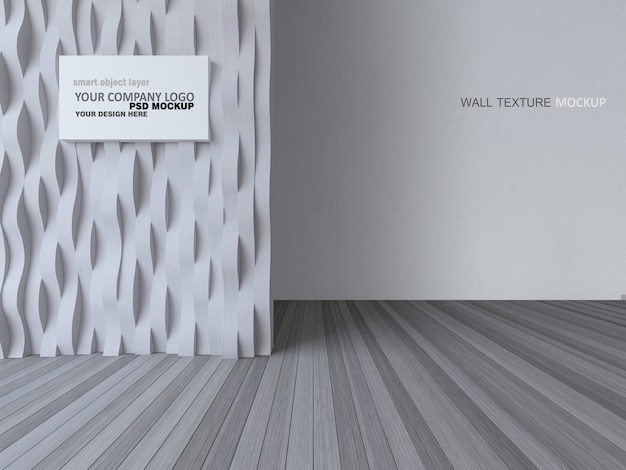 Imagen de renderizado 3D de diseño de interiores con muro curvo y muro de hormigón blanco