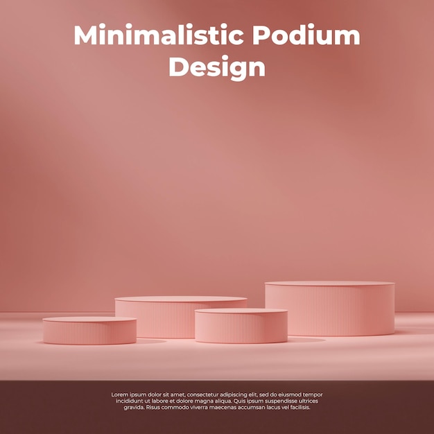 Imagen de renderizado 3d de escena de maqueta vacía simple mínima de podio rosa en cuadrado