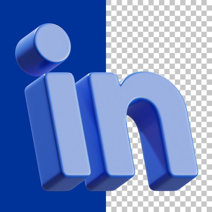 PSD imagen de renderizado de icono 3d del logotipo de linkedin