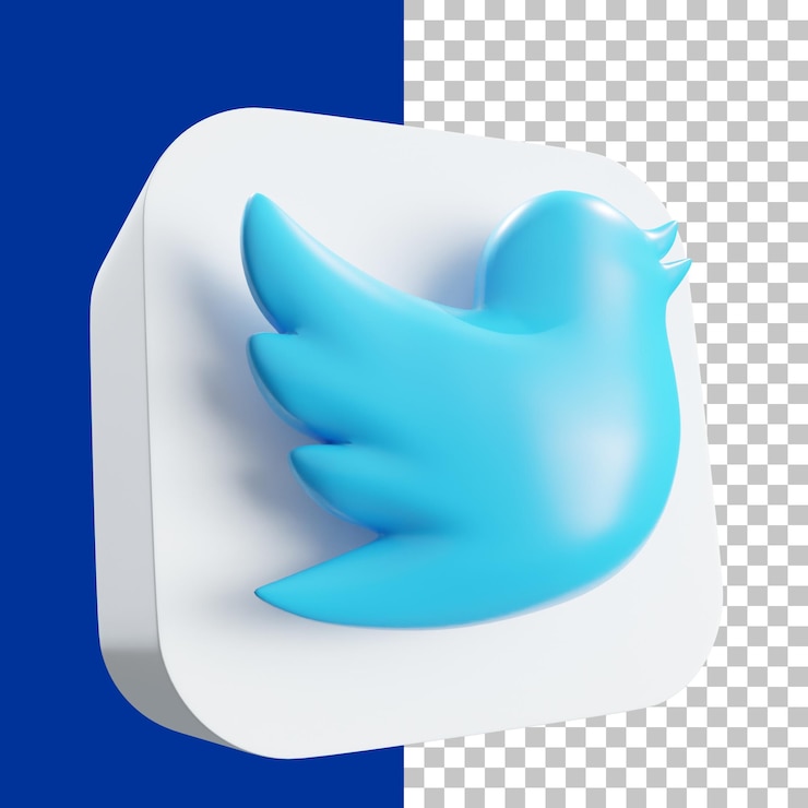 PSD imagen de representación del icono de la aplicación 3d del logotipo antiguo de twitter