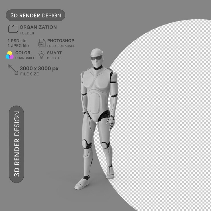 PSD una imagen de un robot con un círculo blanco y un círculo branco