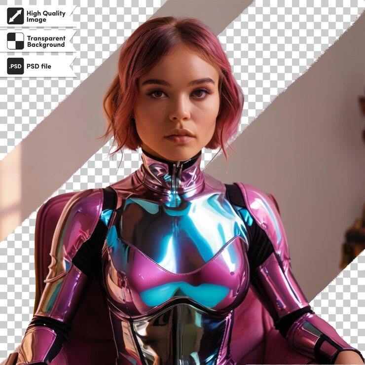 PSD una imagen de un robot femenino con una imagen de un cuerpo femenino