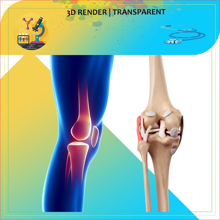 PSD una imagen de una rodilla y una rodilla que dice 3d impreso en ella