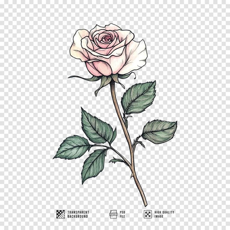 PSD imagen de rosa con fondo transparente