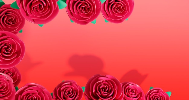 una imagen de una rosa roja con la sombra de ella en un fondo rojo