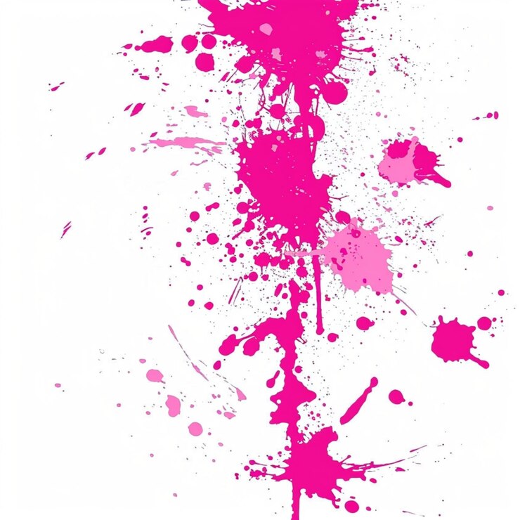 una imagen rosada y púrpura de un palo grande con un gran salto de pintura rosado y morado