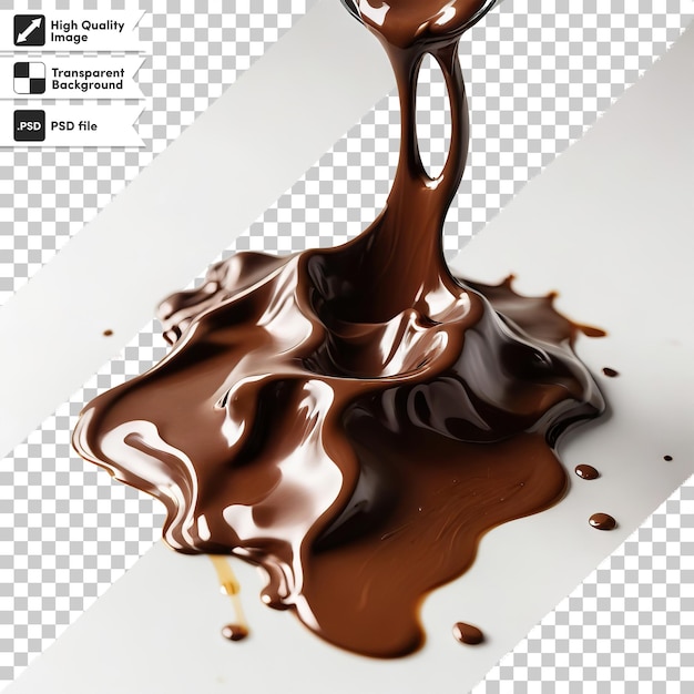 PSD una imagen de una salsa de chocolate con un salto de chocolate en ella