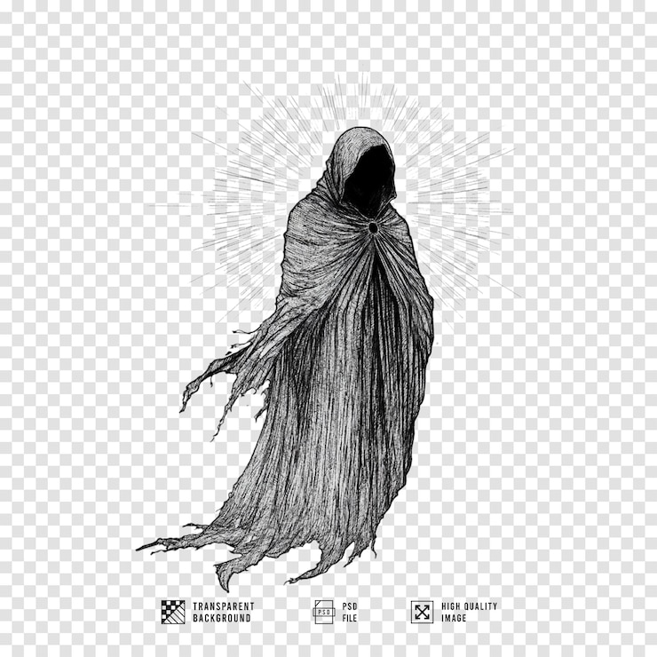 PSD imagen de silueta de una monja inmortal con fondo transparente